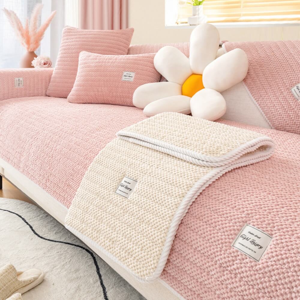 Corduroy Sofa Cushions for All Seasons, L-Shaped Sofa Compatible, Thickened Plush Back Towel Cover