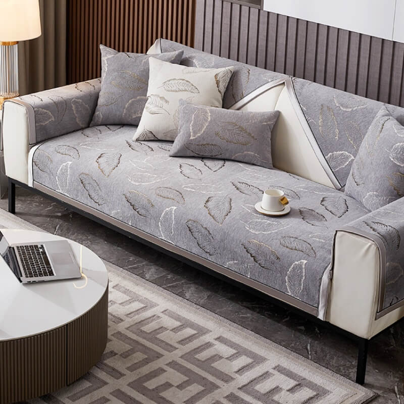 Leaf Classic Chenille Fabric All-Season Sofa Cushion
