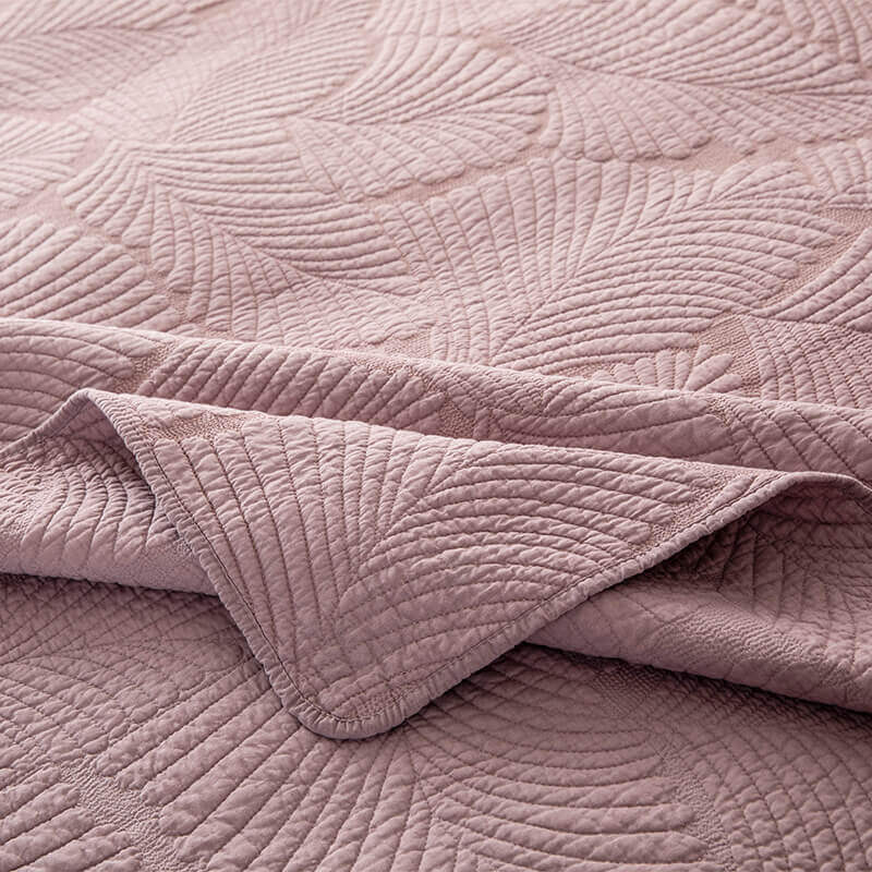 Juego de cama minimalista de algodón de lujo de tres piezas con bordado de hojas de color liso y doble cara, estilo europeo.