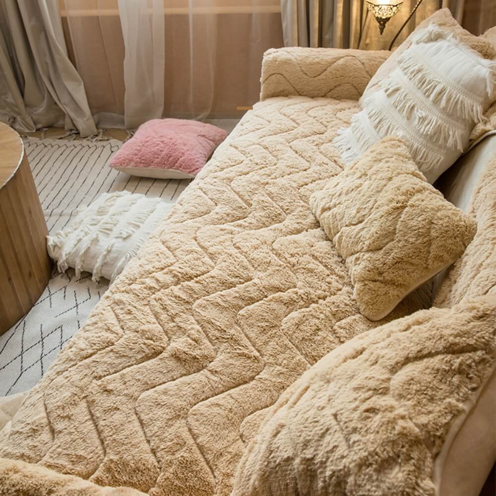 Cat Feeling Plush Sofa Cushion, Universal Simple Modern Sofa Cover Towel