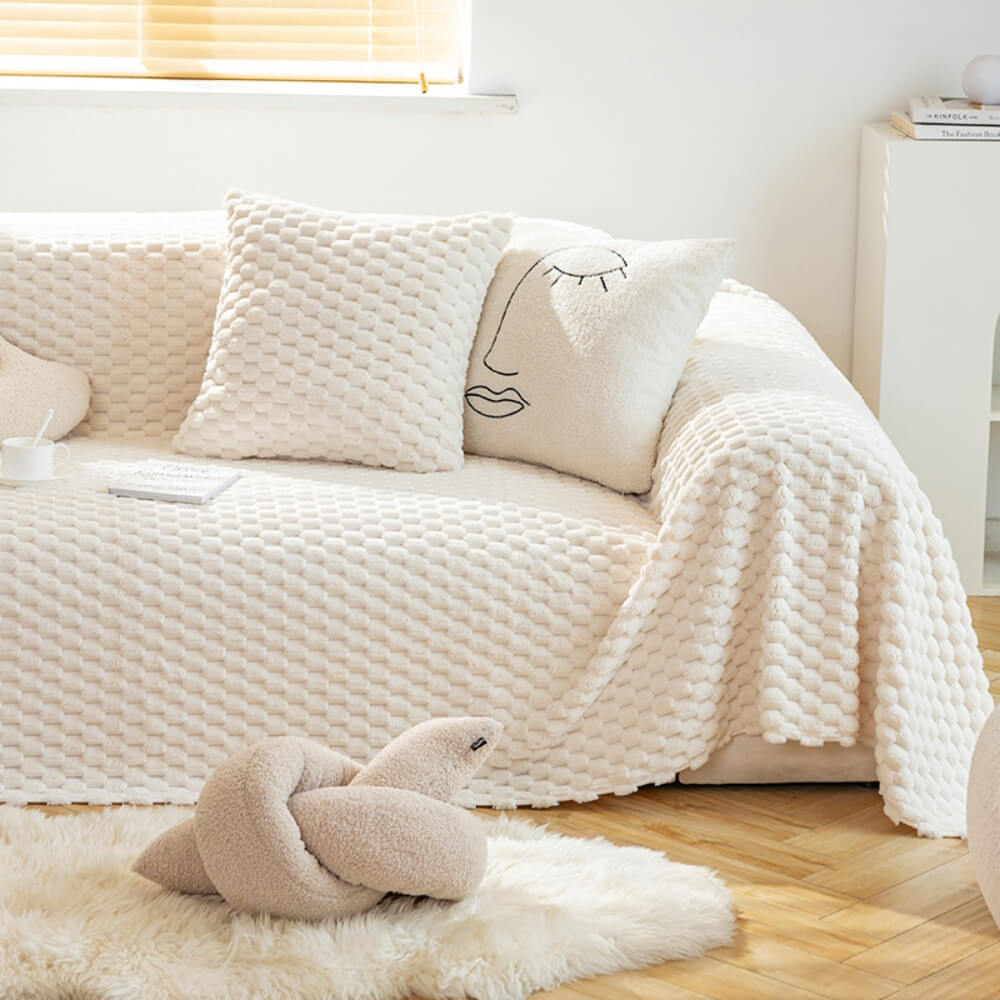 Thickened Plush Sofa Cover, Anti-Cat Scratch Cushion