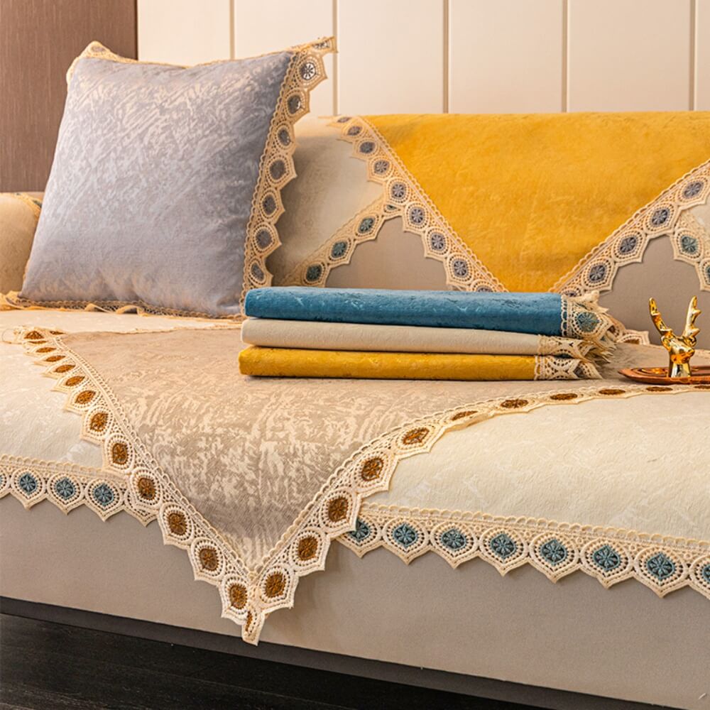 Light Luxury Chenille Sofa Cushion, Non-Slip Back Cover for L-Shaped Sofa