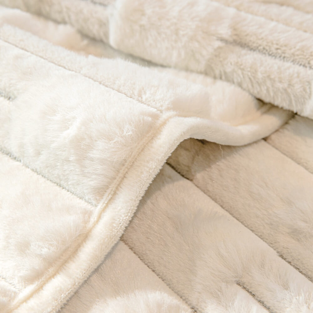Rabbit Velvet Plush Sofa Cushion, Winter Thickened Non-Slip Leather Sofa Cover