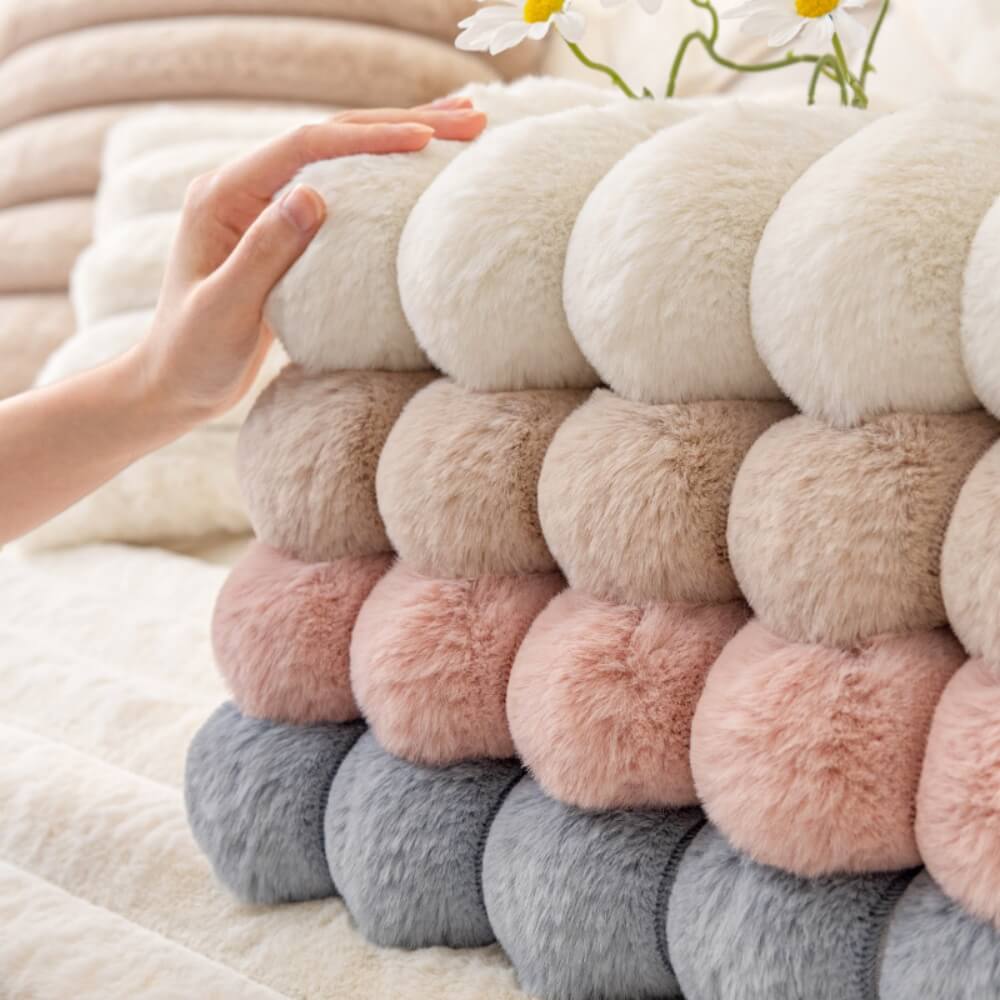 Rabbit Plush Sofa Cushion, Thickened Non-Slip L-Shaped Sofa Cover, Universal Towel Protector