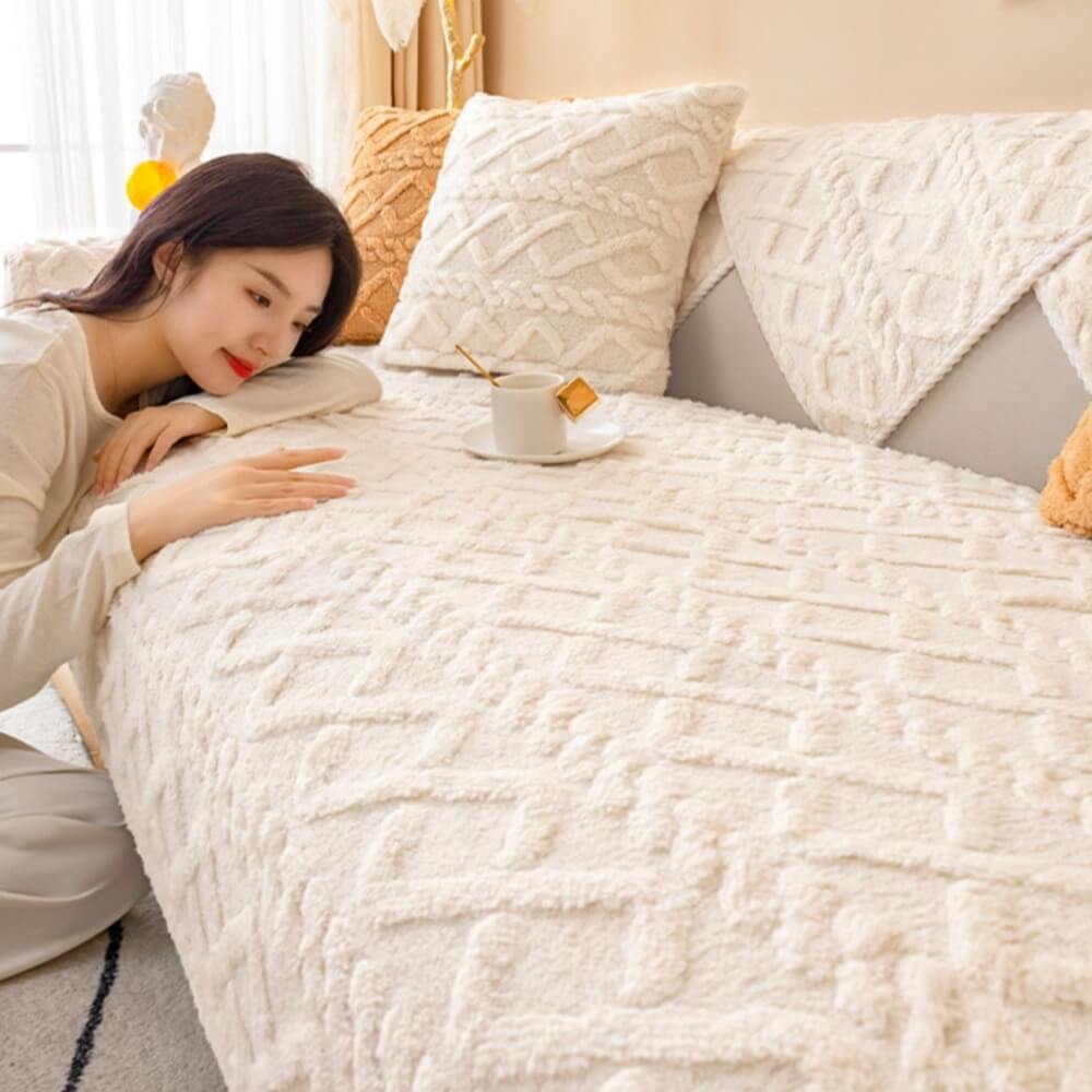 Plush Sofa Cushion, Winter Non-Slip Simple Modern Sofa Cover