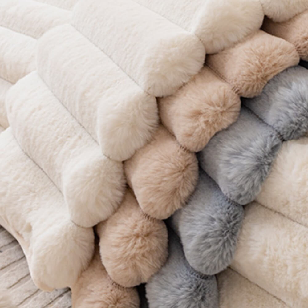 Rabbit Plush Sofa Cushion, Thickened Non-Slip L-Shaped Sofa Cover, Universal Towel Protector