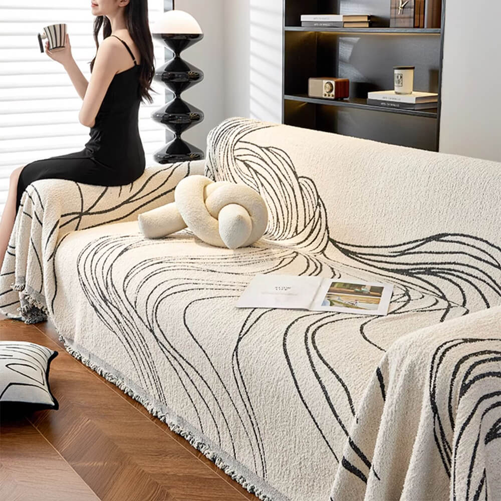 Minimalist Chenille Reversible Non-Slip Cat-Scratch Resistant Sofa Cover
