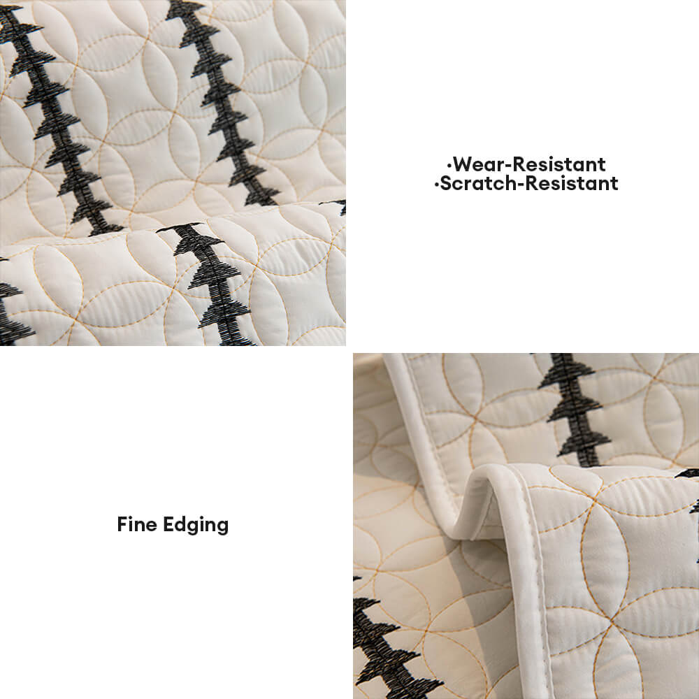 French Texture Washed Cotton Sofa Protector Cover - Soft Quilted Furniture Mat for Couch Protection