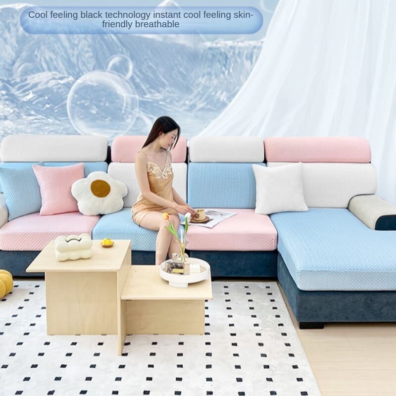 Summer New Anti-Cat Scratch Elastic Ice Silk Sofa Cover