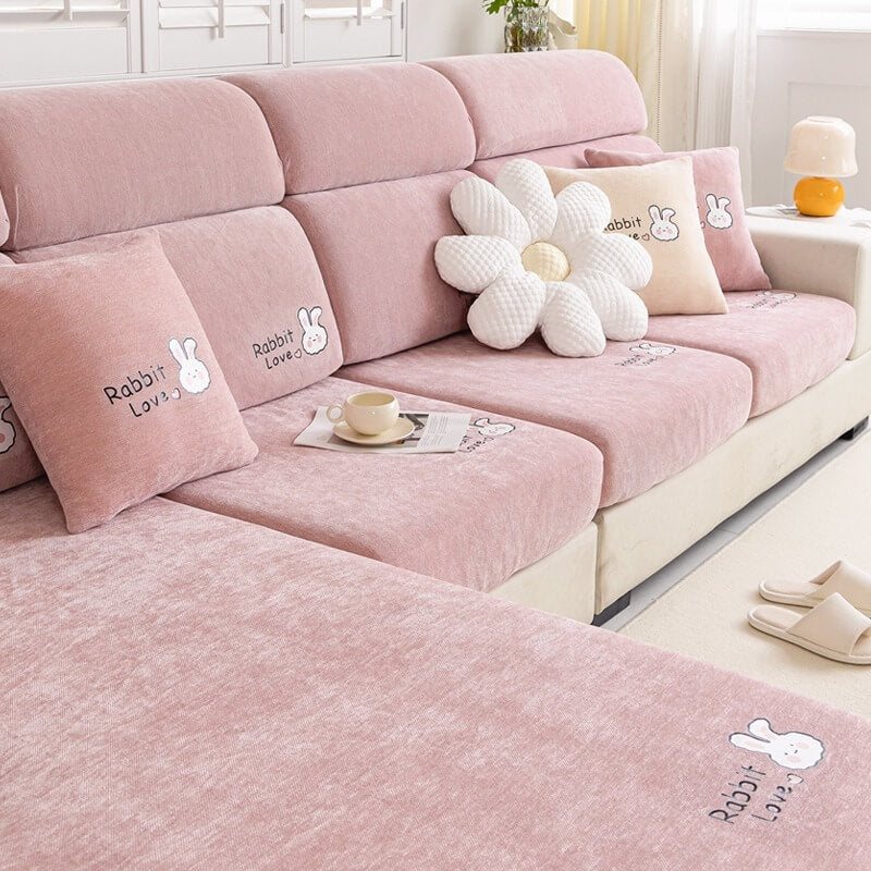 Four-Season Universal Cartoon Chenille Sofa Cover, Non-Slip, All-Inclusive
