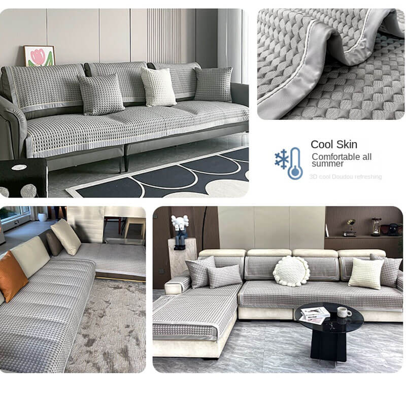 Cool Bean Ice Silk Sofa Cushion, Summer Non-Slip Seat Cushion, Best-Selling Summer Sofa Cover