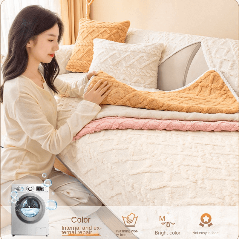 Plush Sofa Cushion, Winter Non-Slip Simple Modern Sofa Cover
