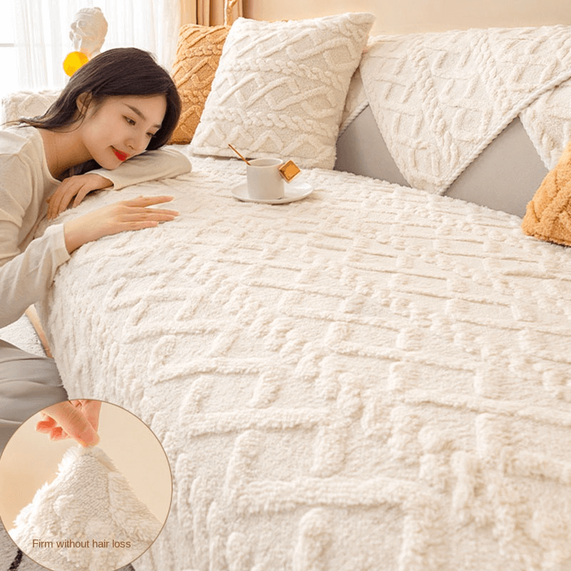 Plush Sofa Cushion, Winter Non-Slip Simple Modern Sofa Cover
