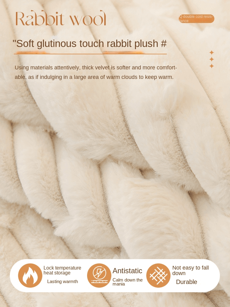 Rabbit Velvet Plush Sofa Cushion, Winter Thickened Non-Slip Leather Sofa Cover