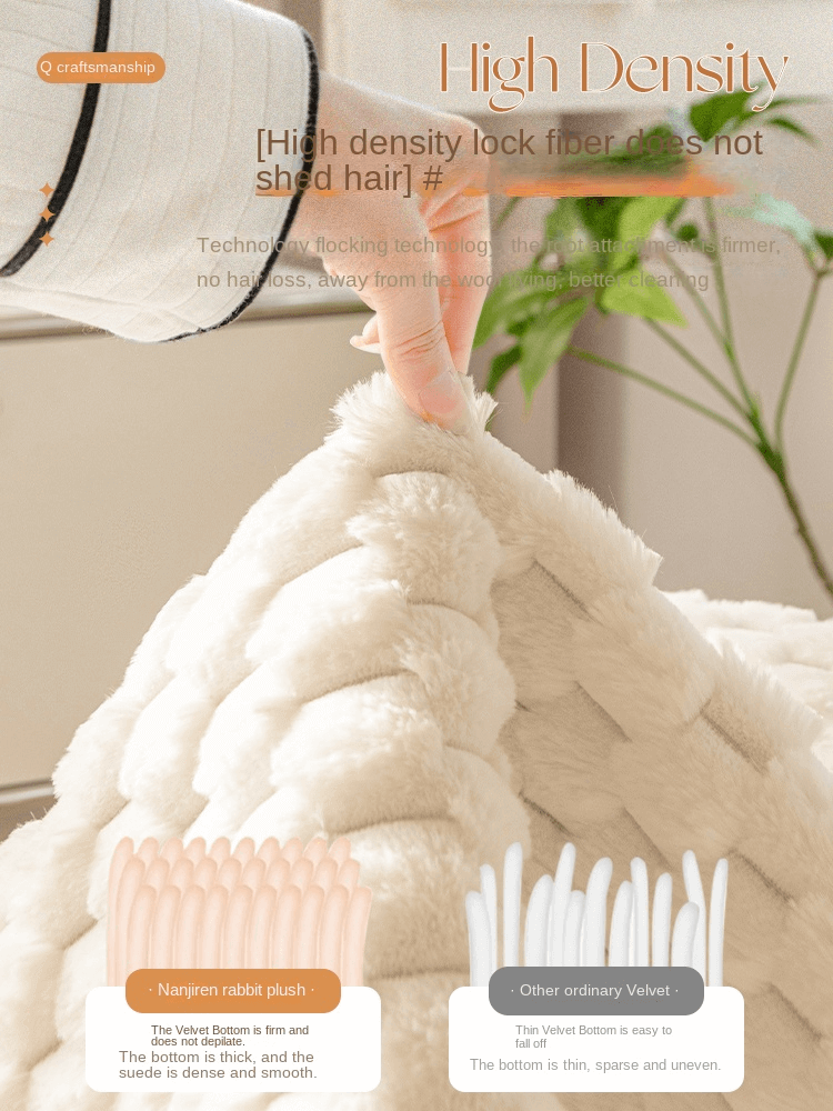 Rabbit Velvet Plush Sofa Cushion, Winter Thickened Non-Slip Leather Sofa Cover