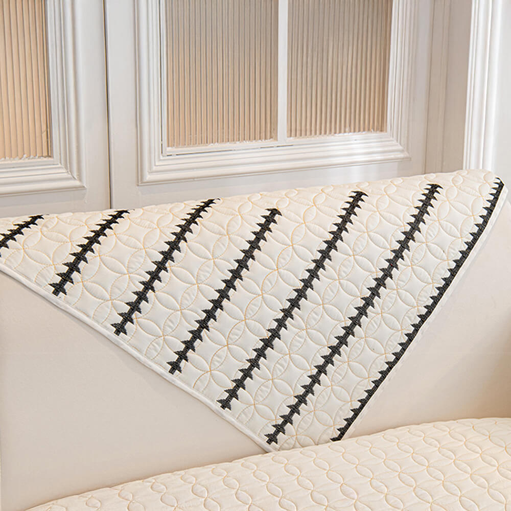 French Texture Washed Cotton Sofa Protector Cover - Soft Quilted Furniture Mat for Couch Protection