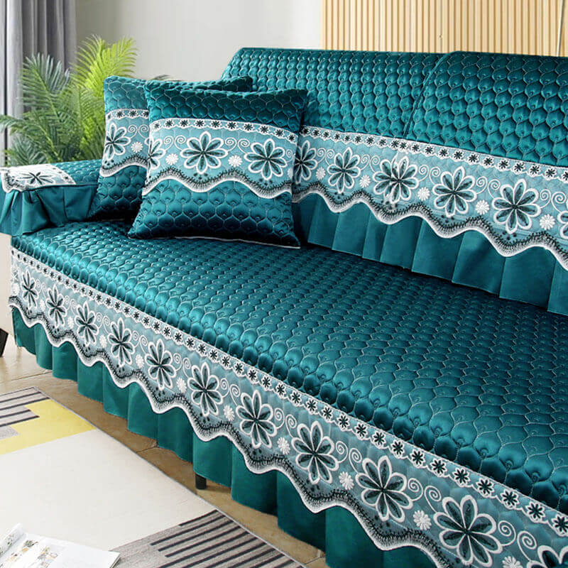 Summer Sofa Cushion, Universal L-Shaped Non-Slip Cover, Solid Color Simple Modern Backrest Towel