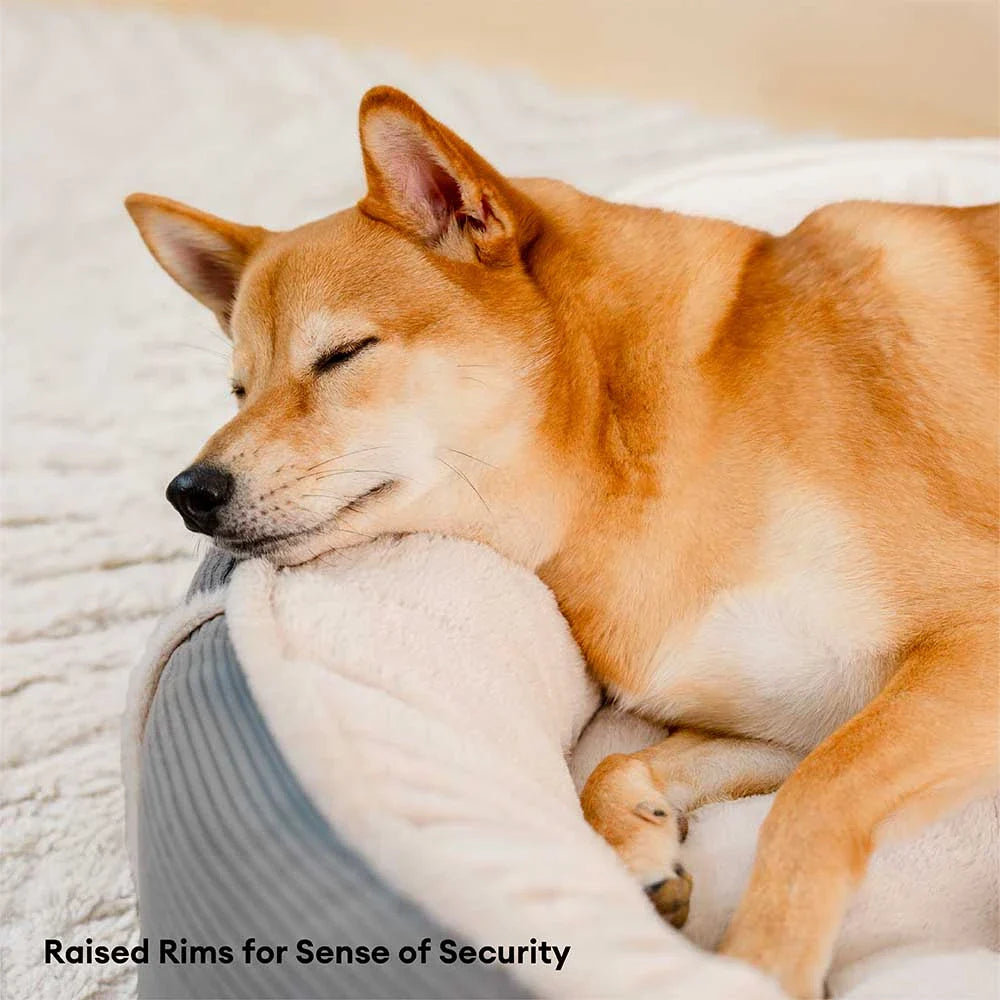 Ultra Plush Corduroy Donut Dog Bed for Anti-Anxiety Relief