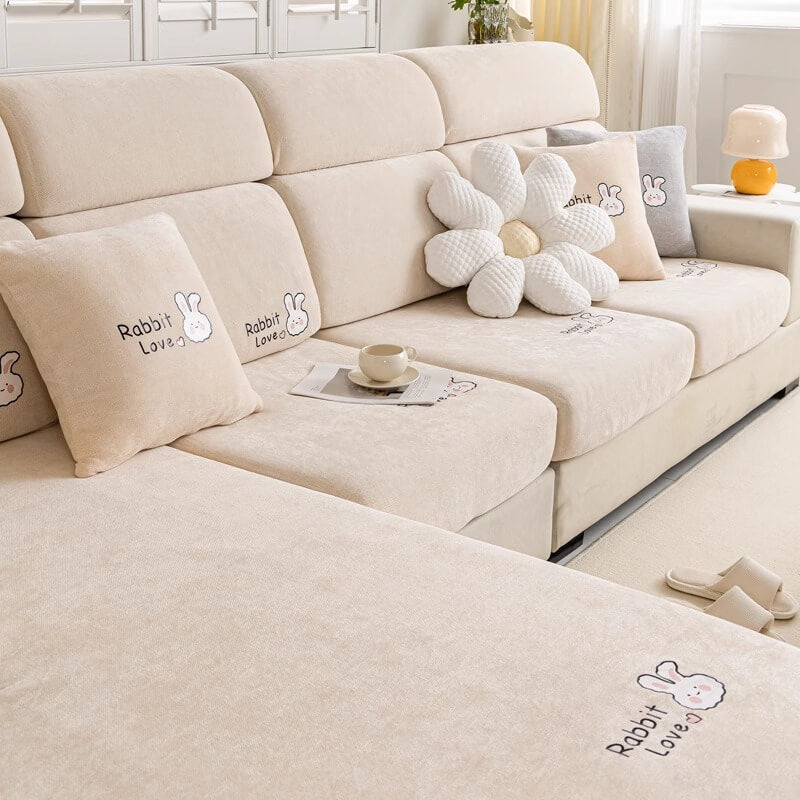 Four-Season Universal Cartoon Chenille Sofa Cover, Non-Slip, All-Inclusive