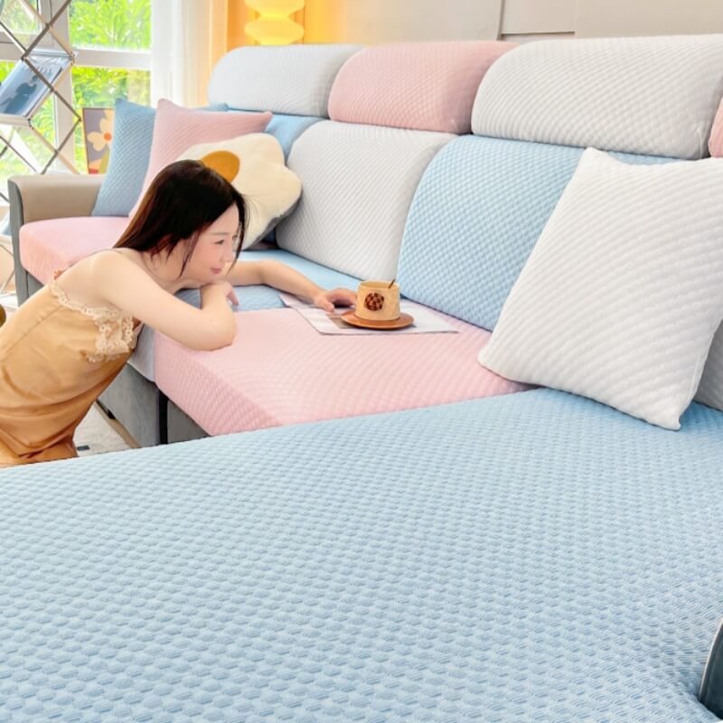 Summer New Anti-Cat Scratch Elastic Ice Silk Sofa Cover