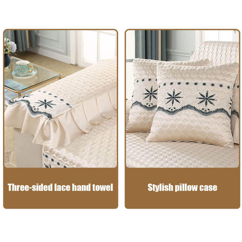 Summer Sofa Cushion, Universal L-Shaped Non-Slip Cover, Solid Color Simple Modern Backrest Towel
