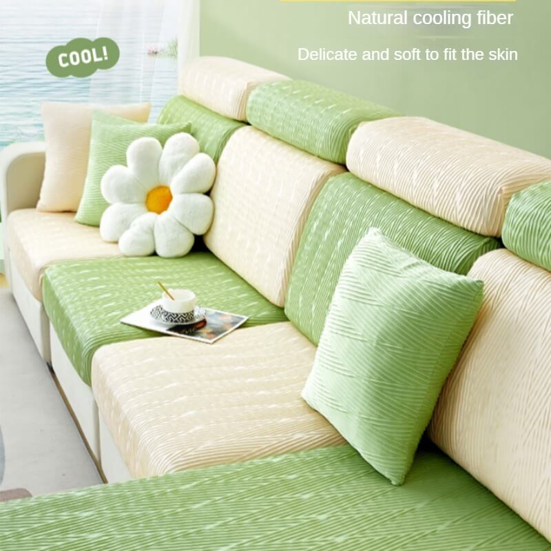 Simple Modern Summer Non-Slip Ice Silk Sofa Cover, Living Room Decor