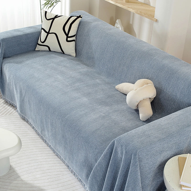 Chenille Herringbone Tassel Blanket Sofa Cover