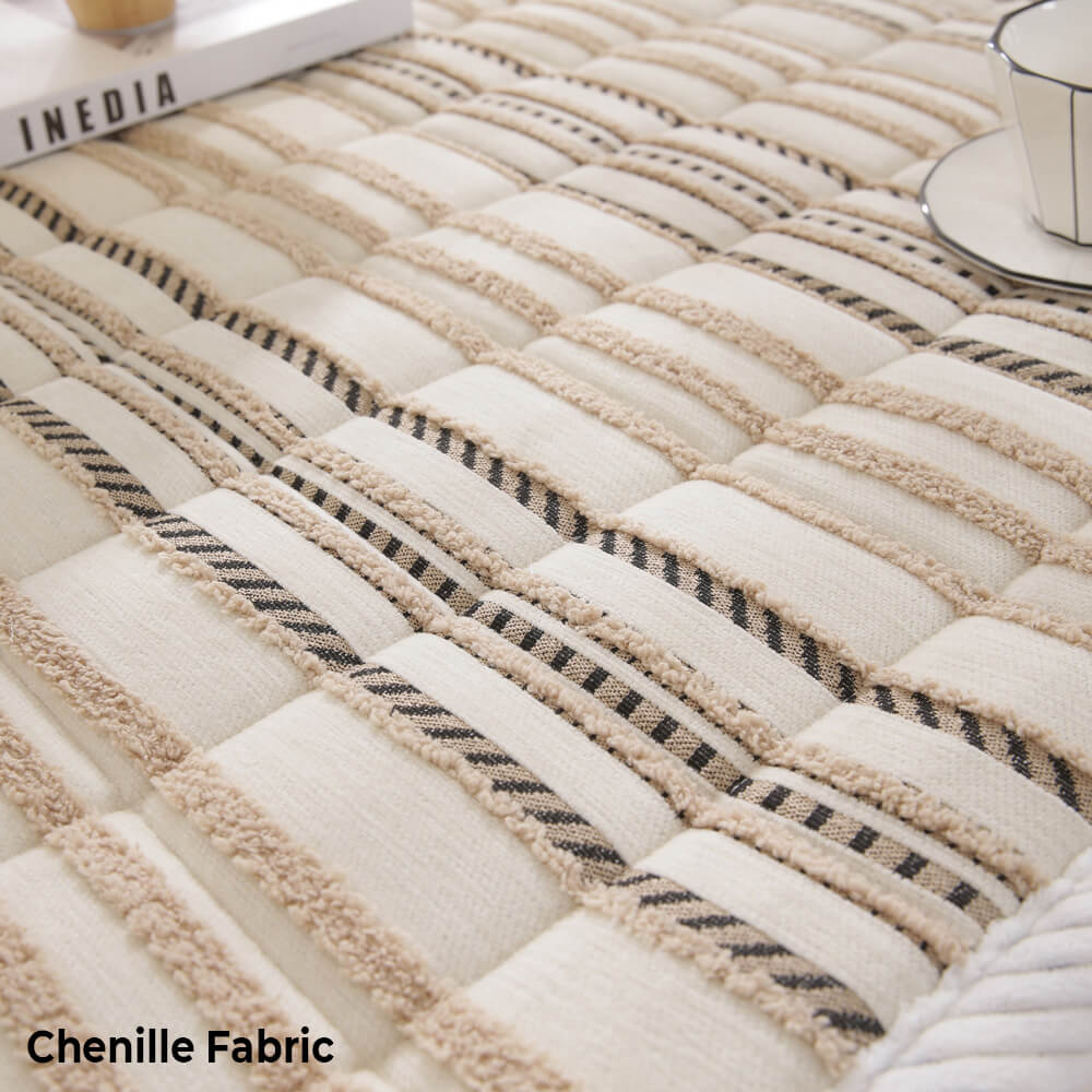 Cozy Chenille Striped Plush Non-Slip Sofa Protector Pet Mat Cover