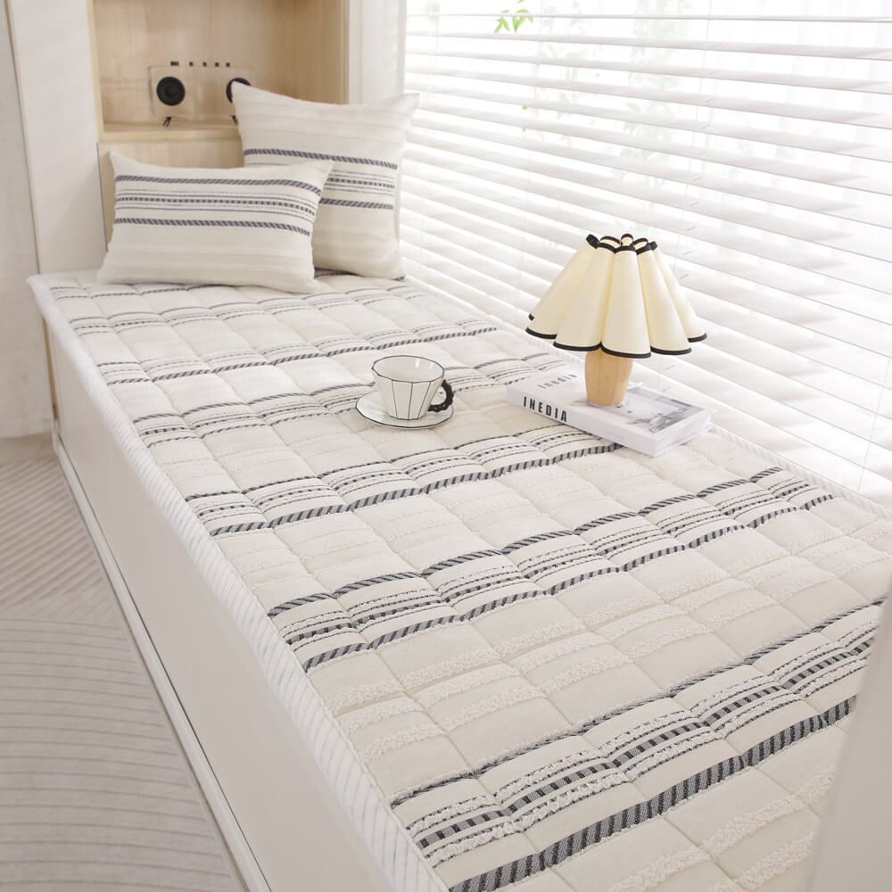 Cozy Chenille Striped Plush Non-Slip Sofa Protector Pet Mat Cover