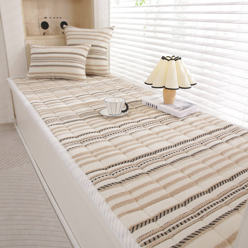Cozy Chenille Striped Plush Non-Slip Sofa Protector Pet Mat Cover