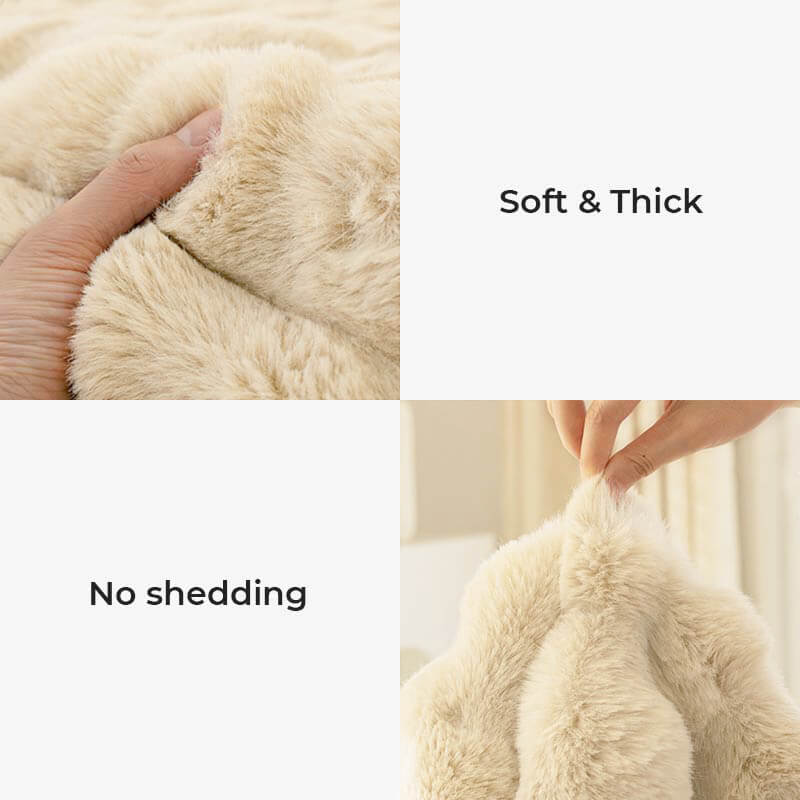Rabbit Plush Sofa Cushion, Non-Fluff Thickened Non-Slip Universal Cover