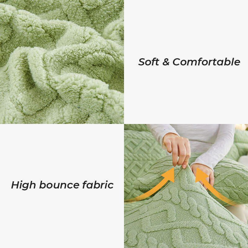 Jacquard Flannel Sofa Cover, All-Inclusive Universal L-Shaped, Anti-Cat Scratch Non-Slip
