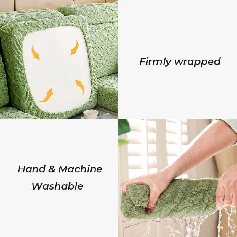 Jacquard Flannel Sofa Cover, All-Inclusive Universal L-Shaped, Anti-Cat Scratch Non-Slip