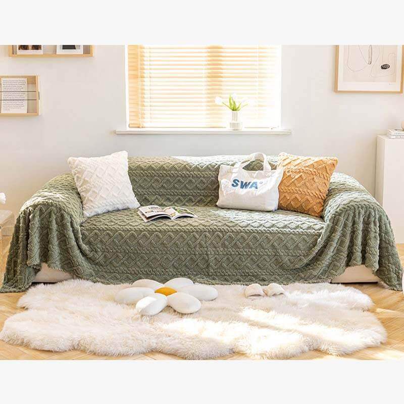 Light Luxury Anti-Cat Scratch Plush Sofa Cover, Universal Cover Cloth