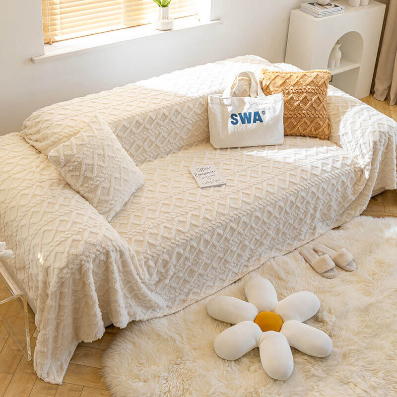 Light Luxury Anti-Cat Scratch Plush Sofa Cover, Universal Cover Cloth