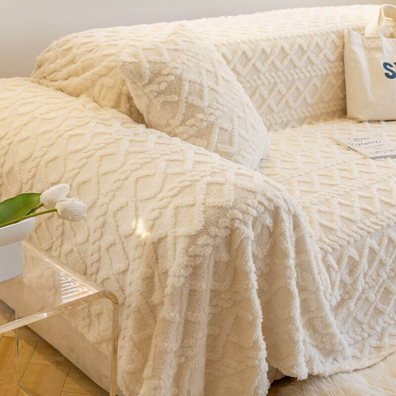 Light Luxury Anti-Cat Scratch Plush Sofa Cover, Universal Cover Cloth