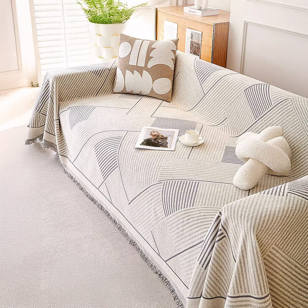Classic Geometric Chenille Pattern Sofa Throw Cover