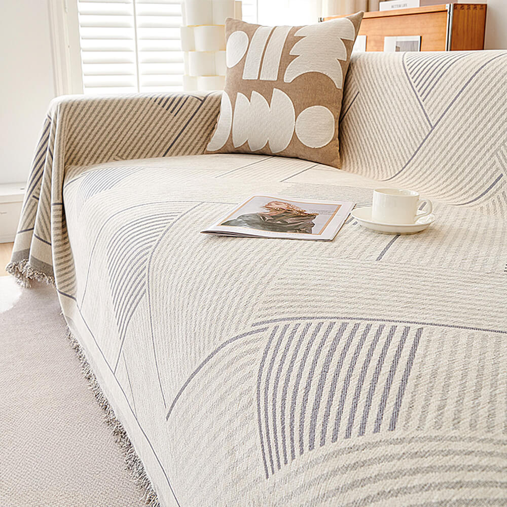 Classic Geometric Chenille Pattern Sofa Throw Cover