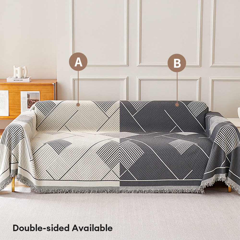 Classic Geometric Chenille Pattern Sofa Throw Cover