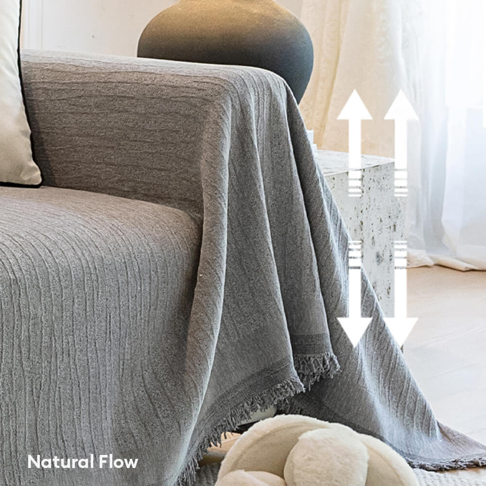 Cream Chenille Textured Anti-Scratch Pet-Friendly Couch Throw Cover