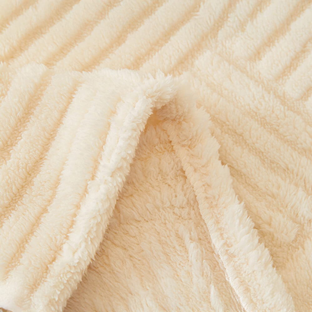 Irregular Checkerboard Striped Puff Velvet Sofa Protector Cover