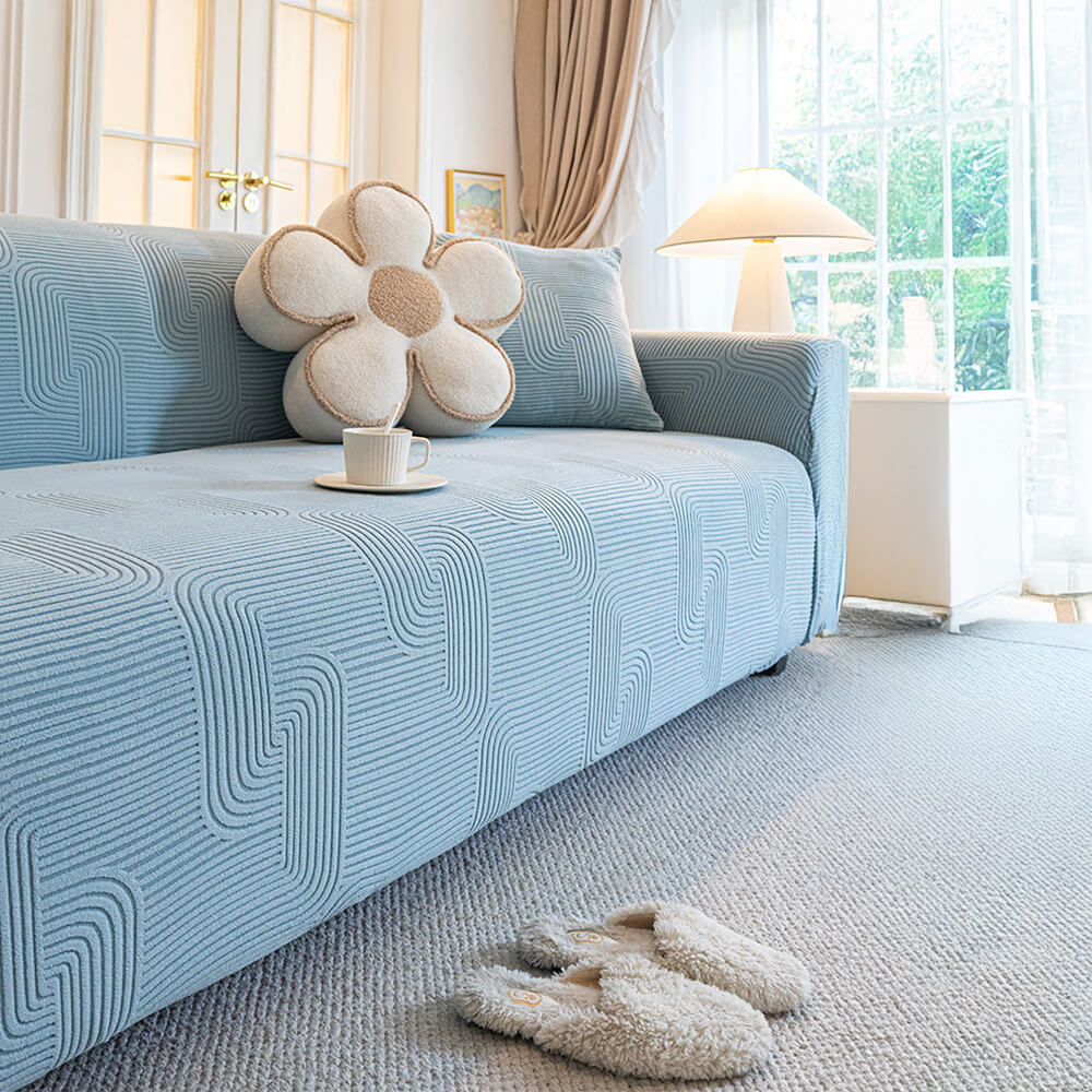 All-Season Polar Fleece Elastic Full-Wrap Anti-Scratch Sofa Cover