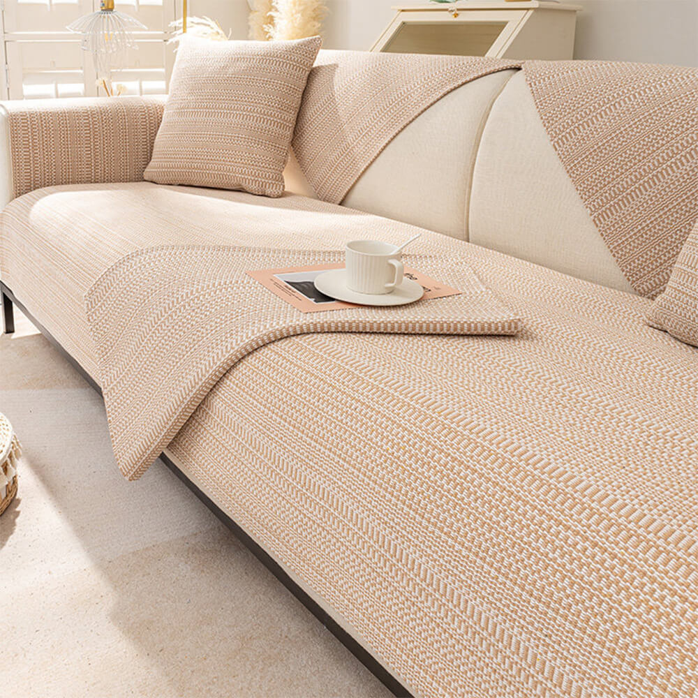 Stylish Soft Linen Blend Sofa Protector Cover - Comfortable Furniture Mat for Couch Protection