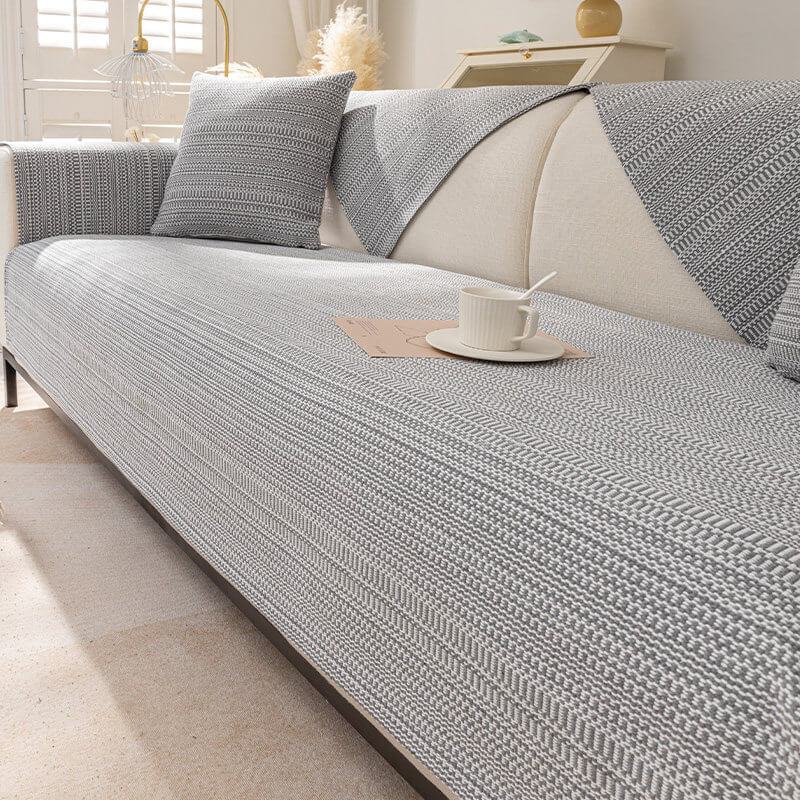 Stylish Soft Linen Blend Sofa Protector Cover - Comfortable Furniture Mat for Couch Protection
