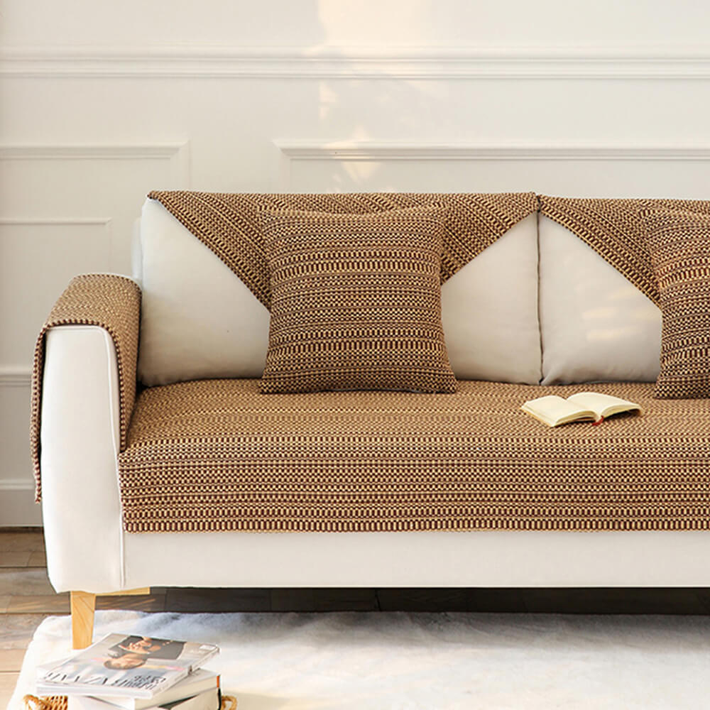 Stylish Soft Linen Blend Sofa Protector Cover - Comfortable Furniture Mat for Couch Protection