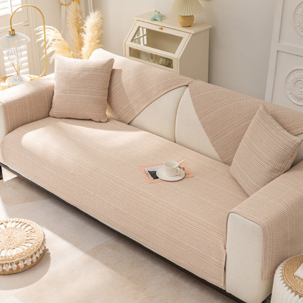 Stylish Soft Linen Blend Sofa Protector Cover - Comfortable Furniture Mat for Couch Protection