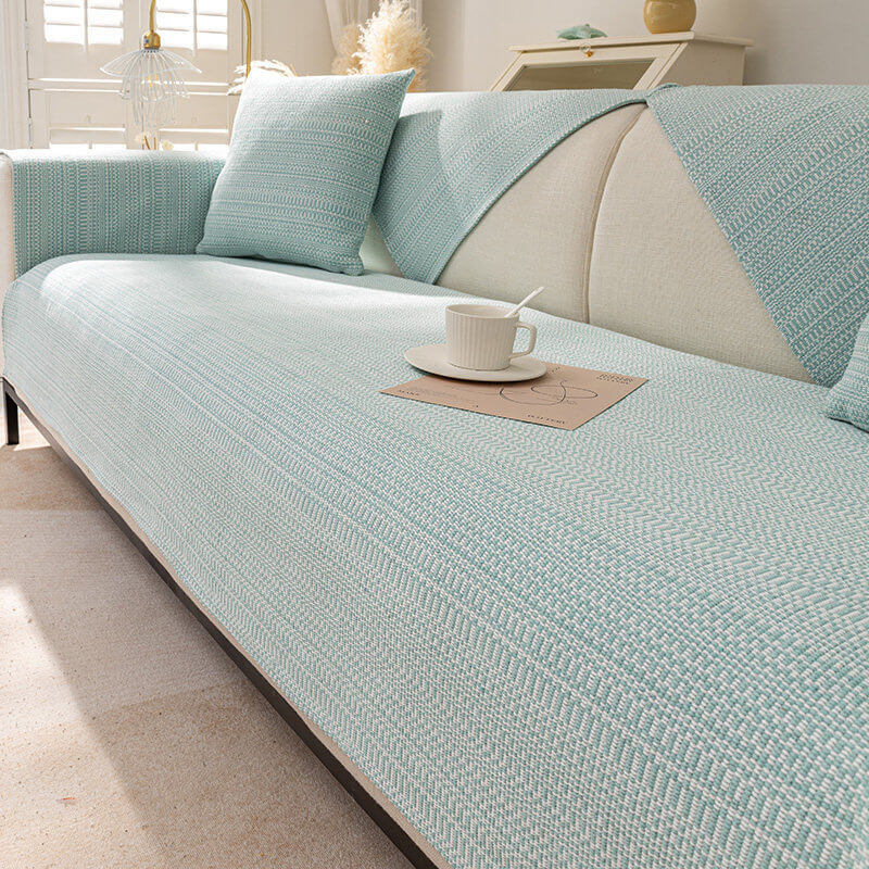 Stylish Soft Linen Blend Sofa Protector Cover - Comfortable Furniture Mat for Couch Protection