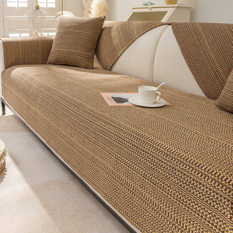 Stylish Soft Linen Blend Sofa Protector Cover - Comfortable Furniture Mat for Couch Protection