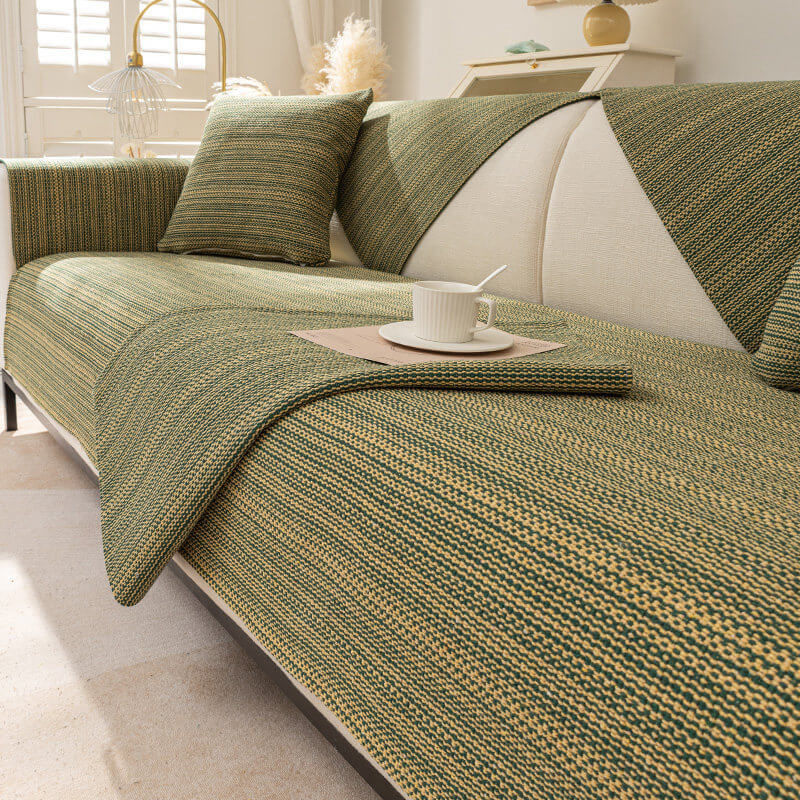 Stylish Soft Linen Blend Sofa Protector Cover - Comfortable Furniture Mat for Couch Protection