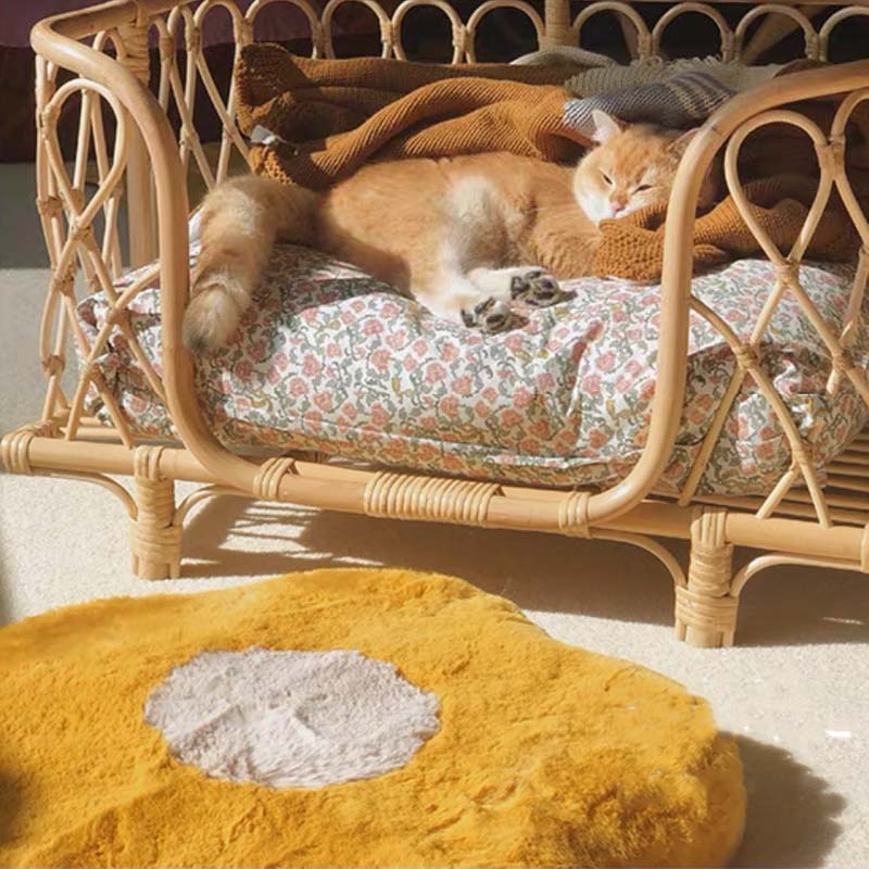 Tappetino per gatti in memory foam con motivo a girasole, cuscino per seduta